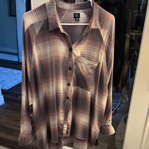 BDG Plaid Button Down Shirt in Purple and Brown